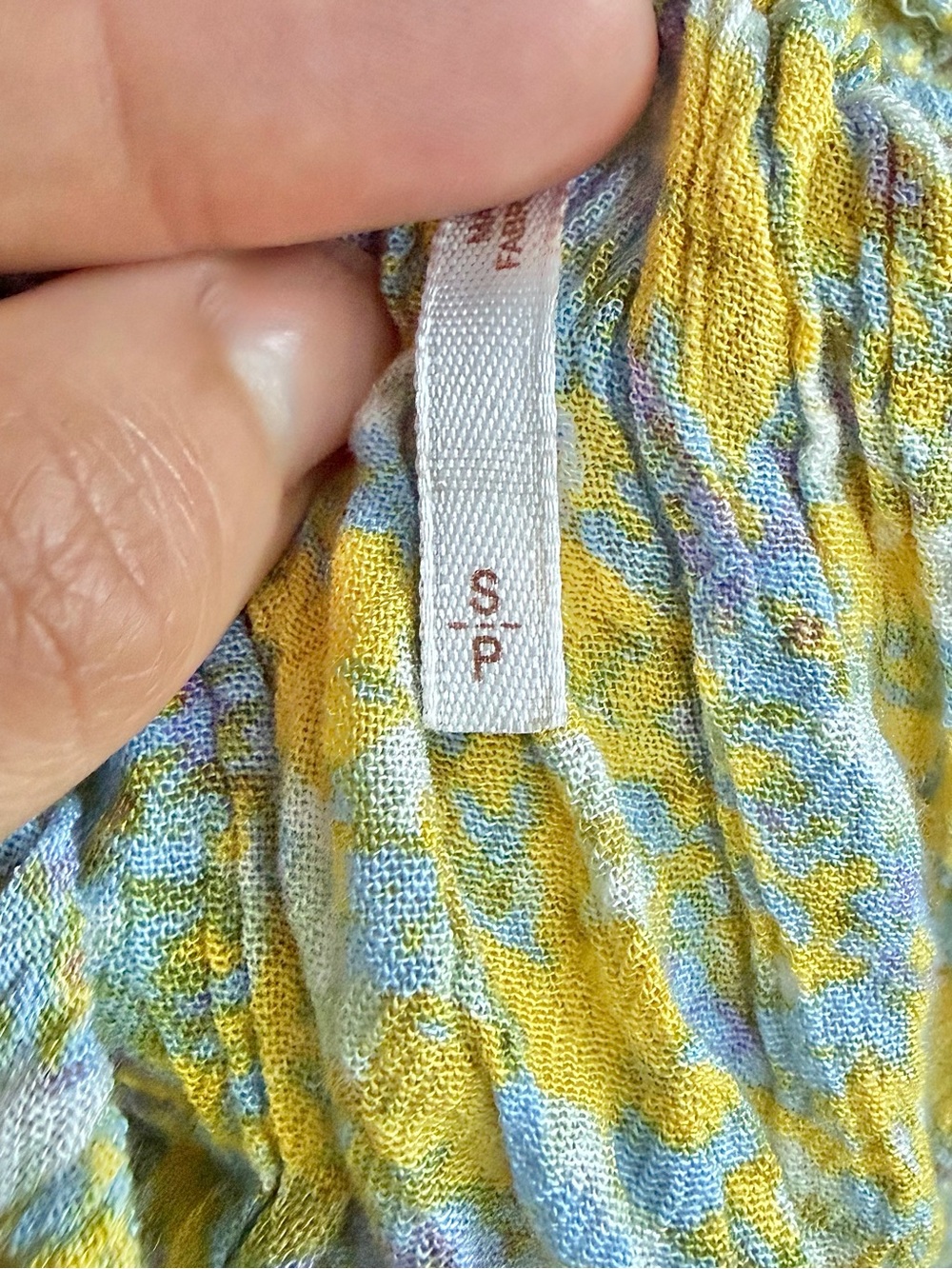 Free People Yellow & Blue Floral Off-Shoulder Smocked Crop Top, SZ S - Picture 6 of 7